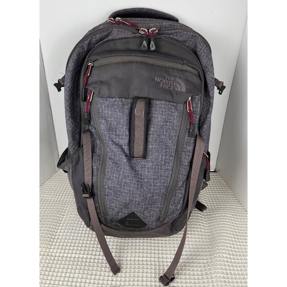 The North Face Grey Purple Backpack Adjustable Laptop School Bag 15" Flex Vent - Picture 1 of 16